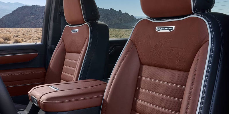 Brown leather seats of GMC Sierra 2500 HD